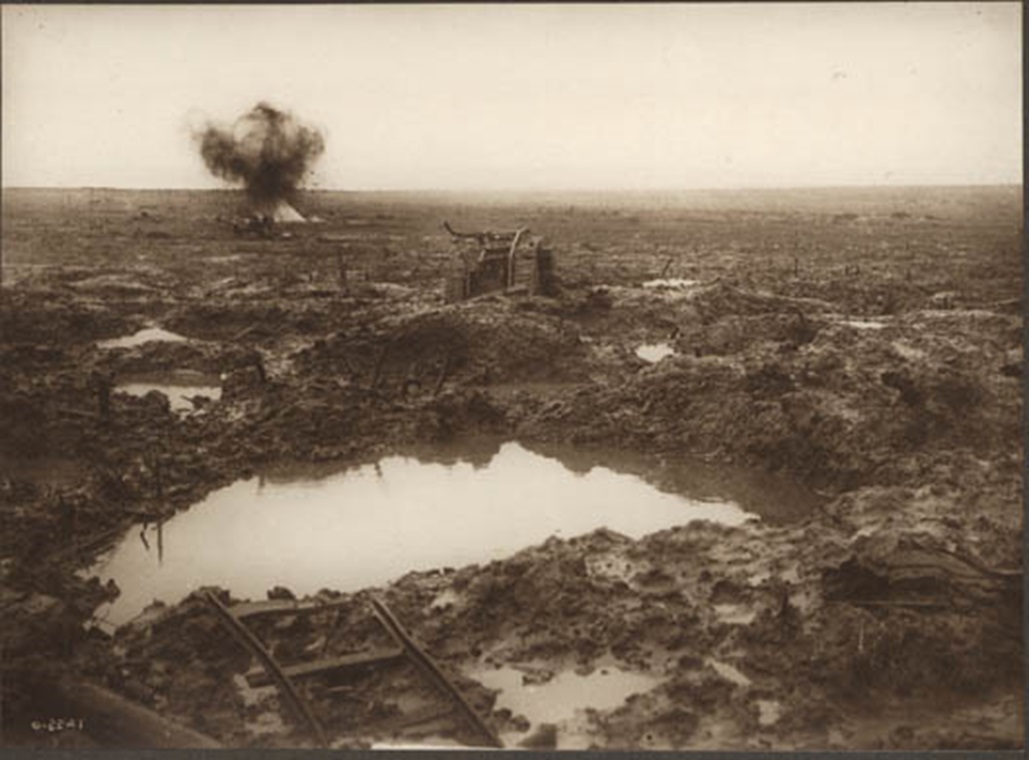 The Passchendaele battlefield, typical of the conditions faced by the men of the Worcestershire Regiment.