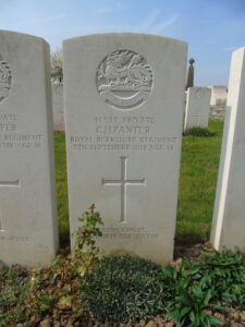 Cyril Panter's grave at Mericourt L'Abbe Communal Cemetery, near Arras.