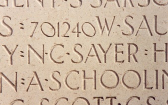 Norman Caswell's name on the Vimy Memorial